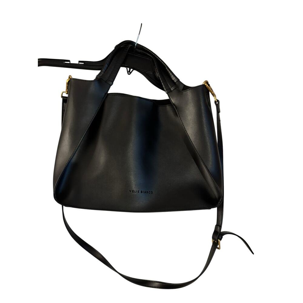 Melie Bianco Megan Recycled Vegan Tote Bag Black Shoulder Strap